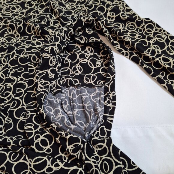 Vintage Liz Claiborne Fit & Flare Empire Midi Dress Size 14 V Collar 3/4 Sleeves - Picture 11 of 16